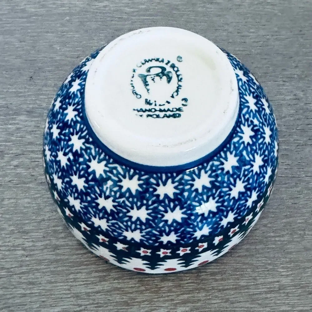 Boleslawiec Polish Pottery Christmas Trees Serving Bowl Dish